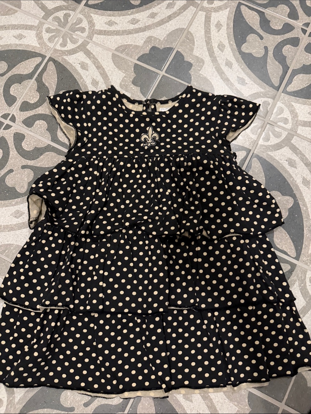 Girls Saints Black Polka Dot Tiered Dress Top
